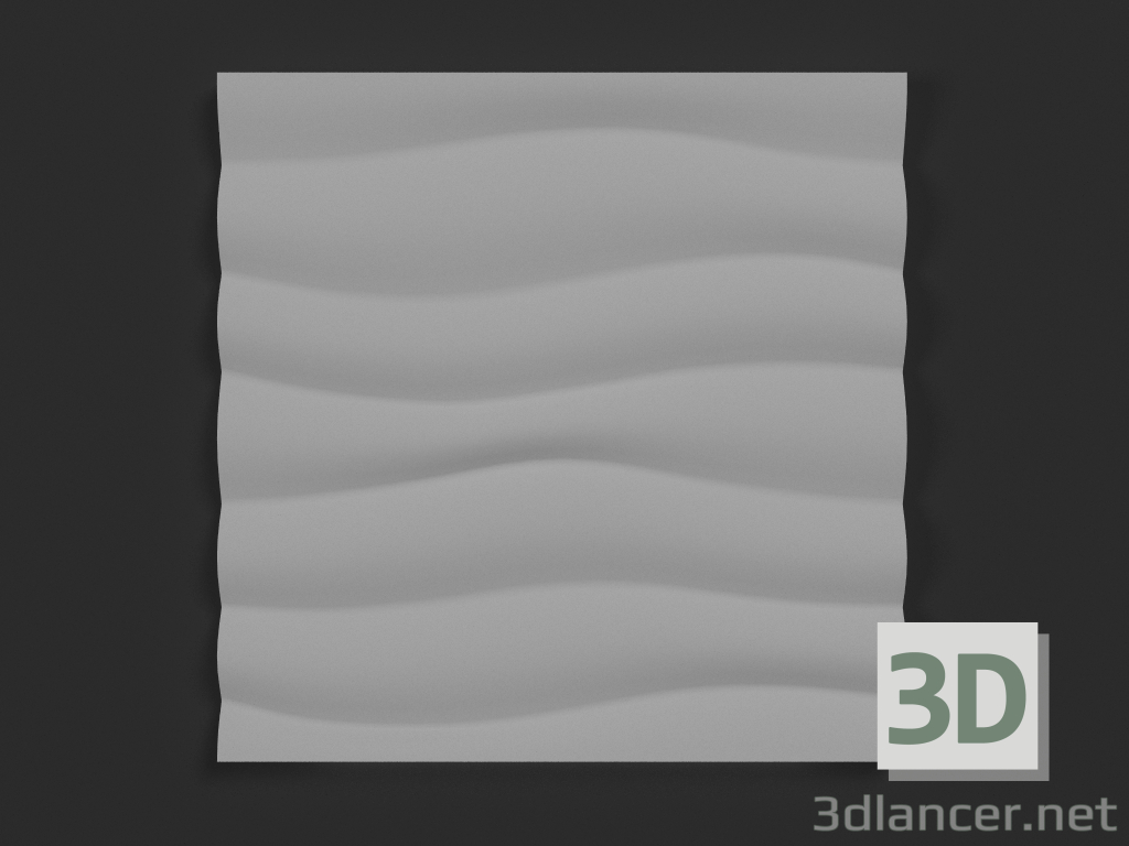 modèle 3D Panneau de plâtre 3D Vague relief horizontal - preview