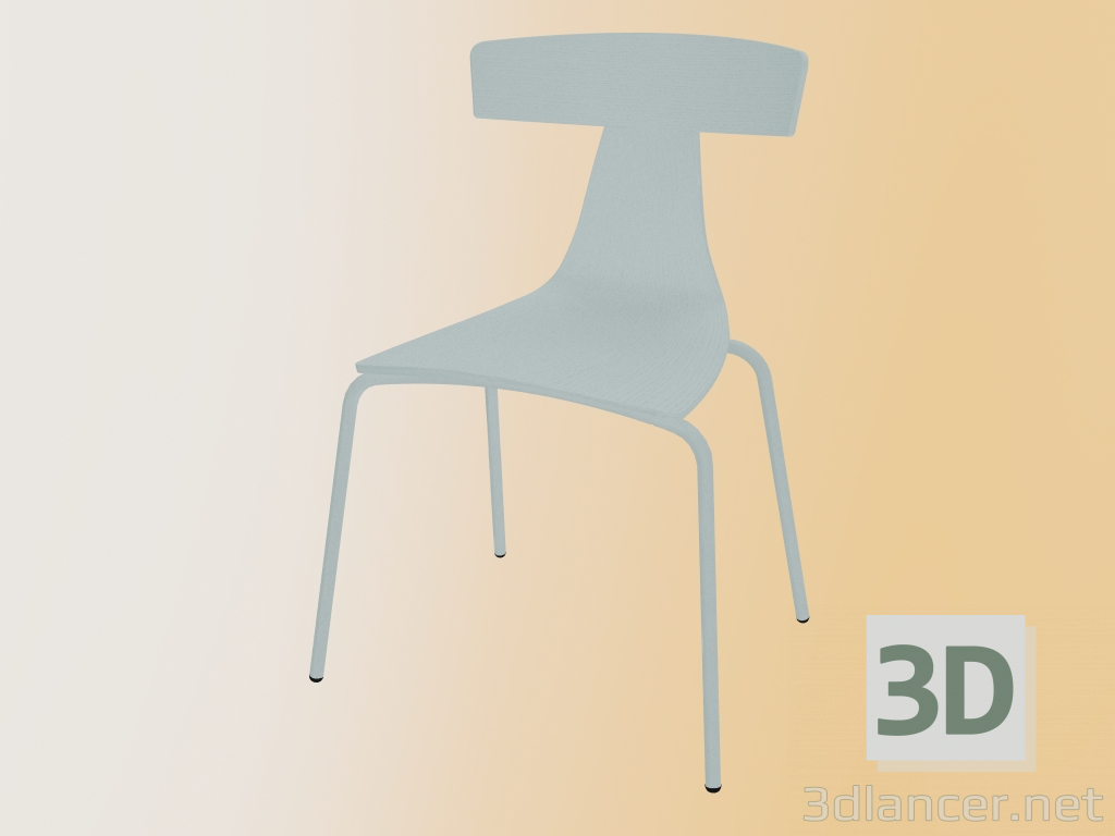 Modelo 3d Cadeira REMO estrutura metálica da cadeira de madeira (1416-20, cinza branco, branco) - preview