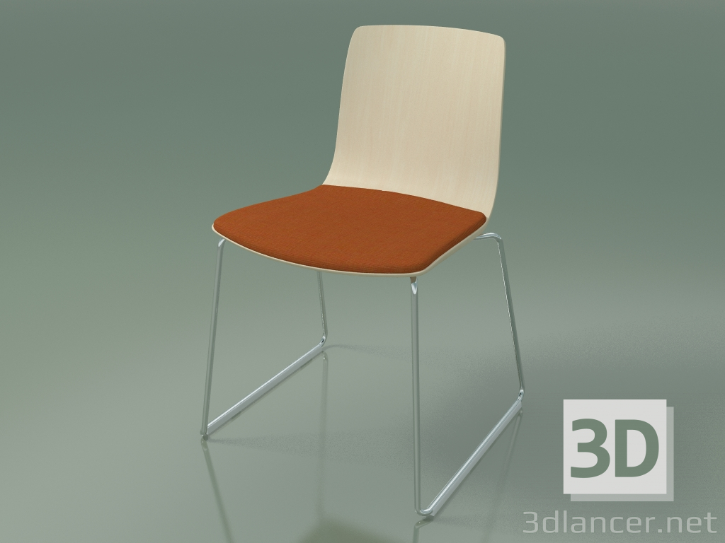 modèle 3D Chaise 3981 (sur un traîneau, avec un oreiller sur le siège, bouleau blanc) - preview