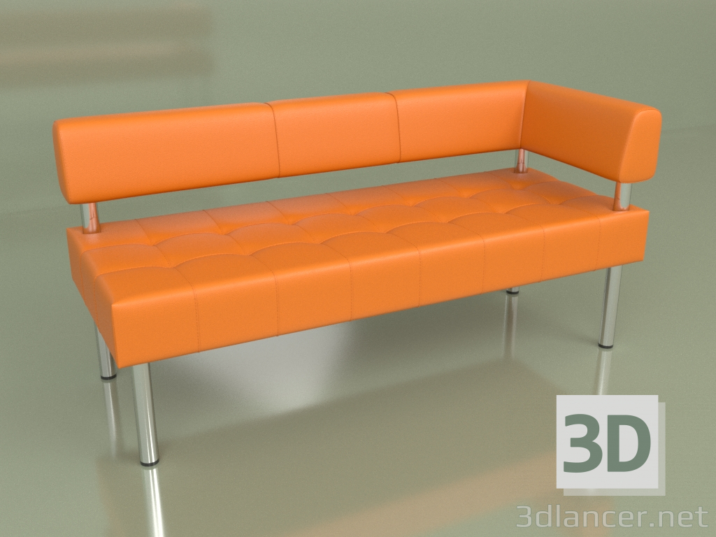 3d model Section three-seater left Business (Orange leather) - preview