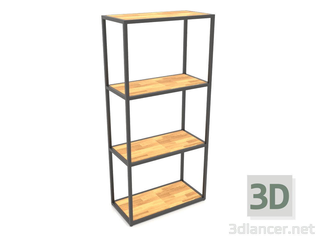 3D Modell Rechteckiges Regal (HOLZ, 60x30x128, 4 Regale) - Vorschau