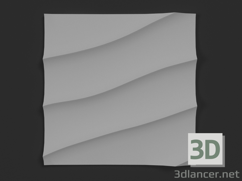 3d model Gypsum 3D panel Wave diagonal large - preview