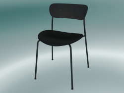 Pabellón de la silla (AV3, H 76cm, 50x52.5cm, Roble lacado negro, Cuero - Seda negra)