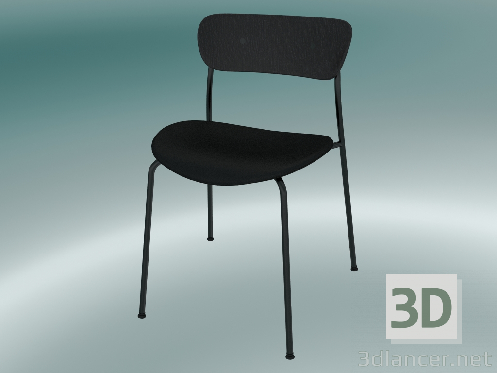 3d model Chair Pavilion (AV3, H 76cm, 50x52.5cm, Black lacquered oak, Leather - Black Silk) - preview