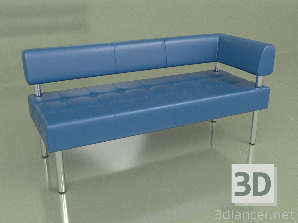 3d model Section three-seater left Business (Blue leather) - preview