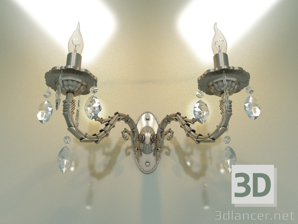 modello 3D Applique 10102-2 (bronzo antico-cristallo trasparente) - anteprima