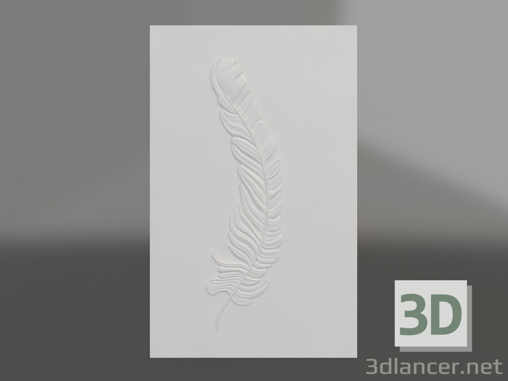 modèle 3D Plume bas-relief - preview