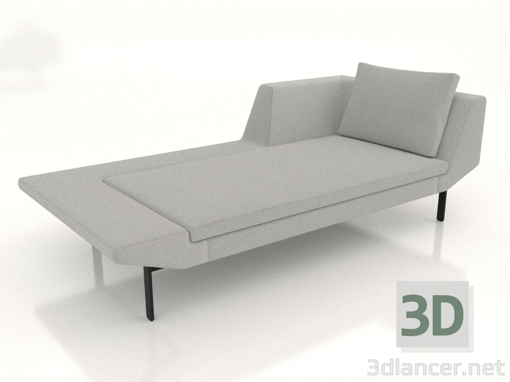 3D Modell Chaiselongue 207 mit Armlehne rechts (Metallbeine) - Vorschau