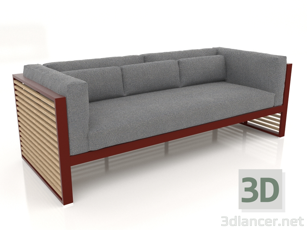 3d model 3-seater sofa (Wine red) - preview