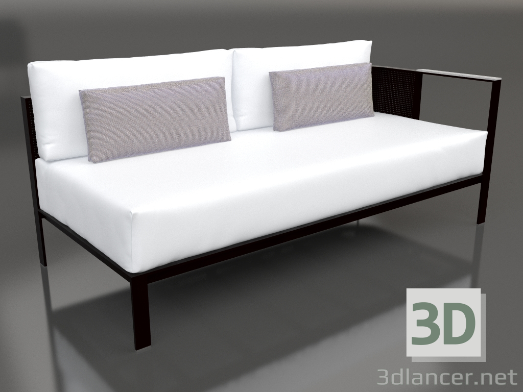 modèle 3D Module canapé, section 1 droite (Noir) - preview