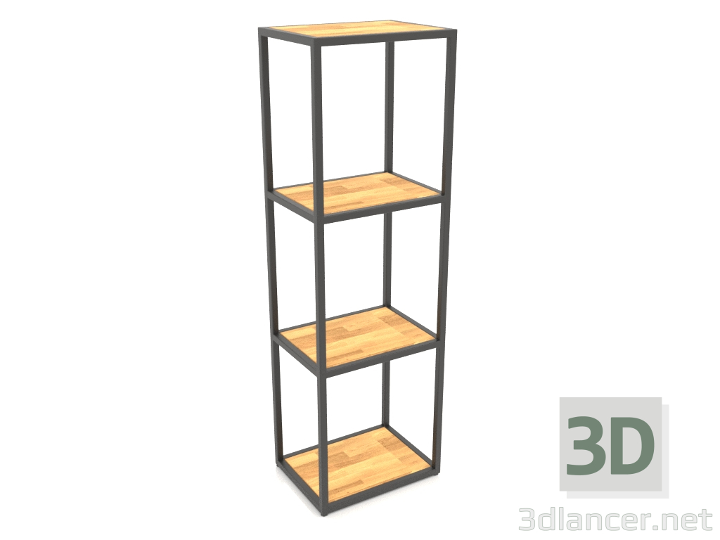 3D Modell Rechteckiges Regal (HOLZ, 40x30x128, 4 Regale) - Vorschau