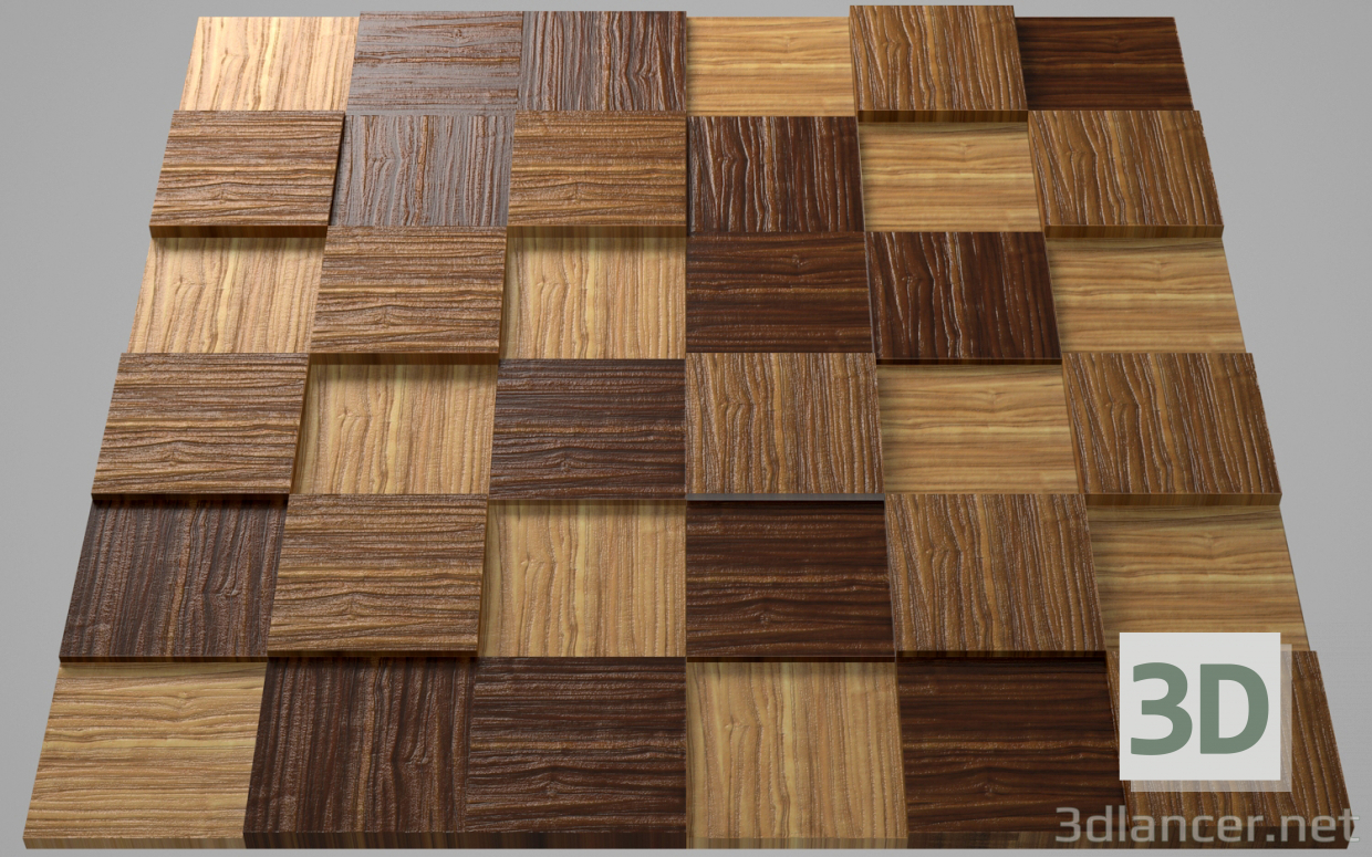 3d model Mosaico de madera_1 - vista previa