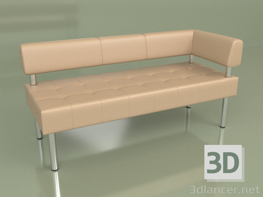 3d model Section three-seater left Business (Beige leather) - preview