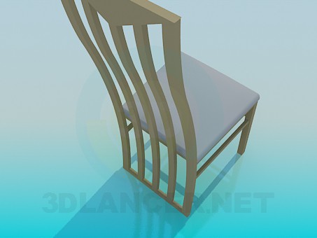 3d model Chair with wooden backrest - preview 3d model Chair with wooden backrest - preview