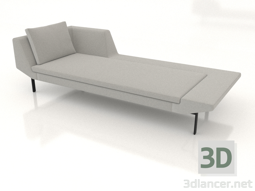 3D modeli Sol tarafta kolçaklı uzanma koltuğu 240 (metal ayaklar) - önizleme