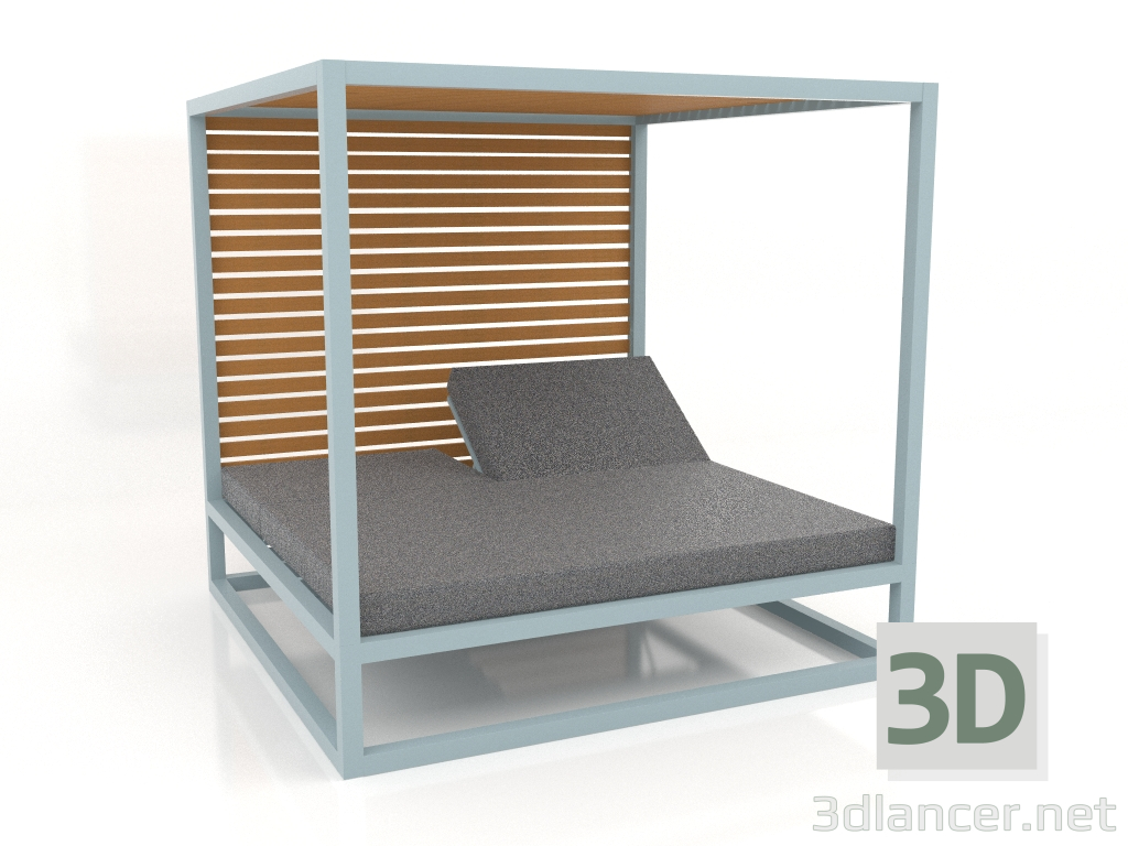 3D Modell Couch mit erhöhten festen Lattenrosten und Decke (Blaugrau) - Vorschau