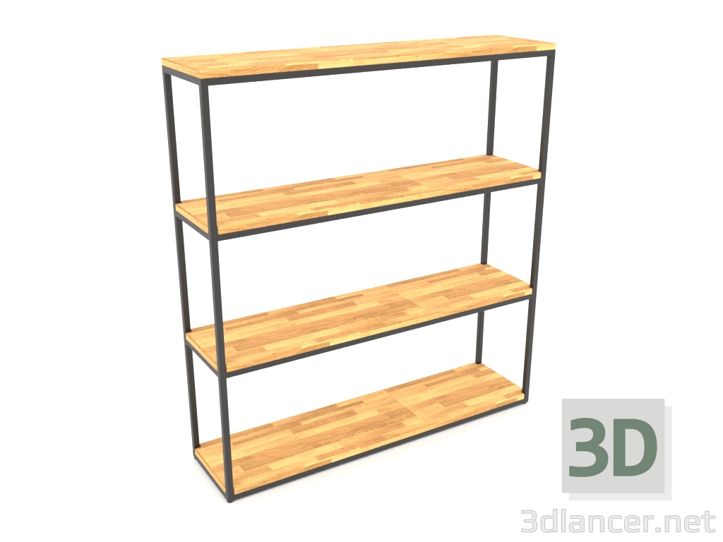 3d model Perchero rectangular (SUELO DE MADERA, 120x30x128, 4 estantes) - vista previa