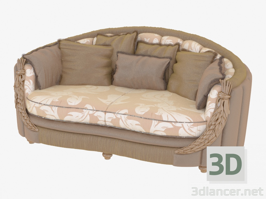 modèle 3D Canapé double classique - preview