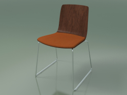 Stuhl 3981 (auf einem Schlitten, mit einem Kissen auf dem Sitz, Walnuss)