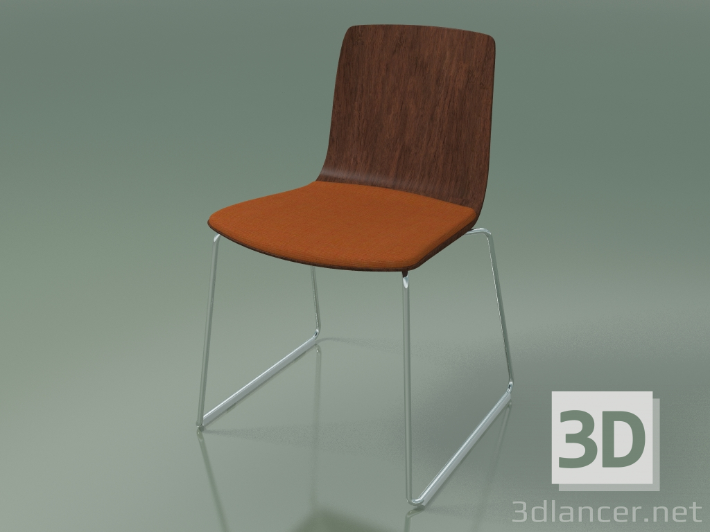 modello 3D Sedia 3981 (su una slitta, con un cuscino sul sedile, noce) - anteprima