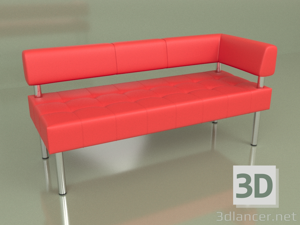 3d model Section three-seater left Business (Red2 leather) - preview