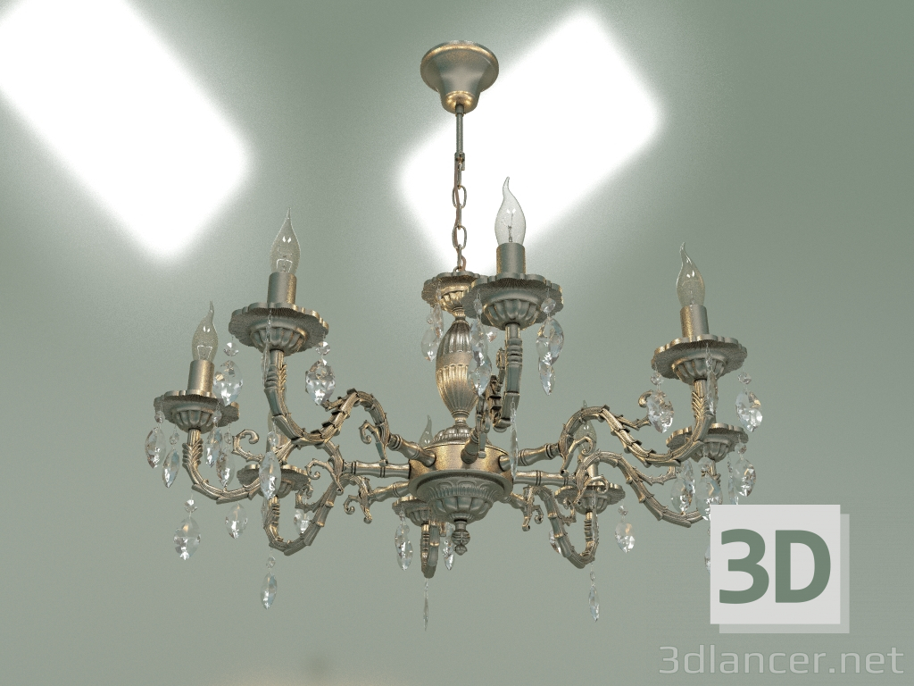 3d model Pendant chandelier 10102-8 (antique bronze-clear crystal) - preview