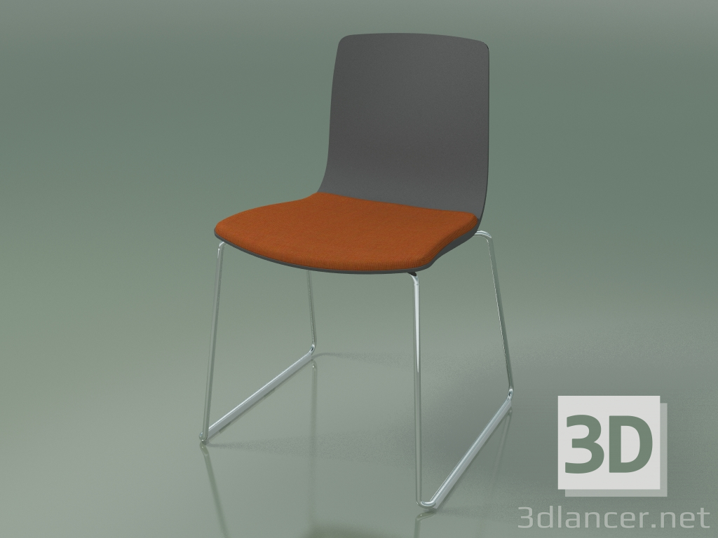 modèle 3D Chaise 3982 (sur un traîneau, avec un oreiller sur le siège, polypropylène) - preview