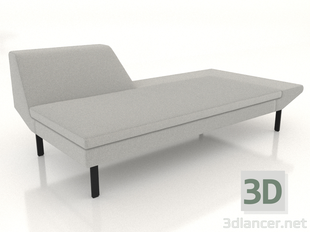 modello 3D Chaise longue aperta 186 con bracciolo a sinistra (gambe in metallo) - anteprima