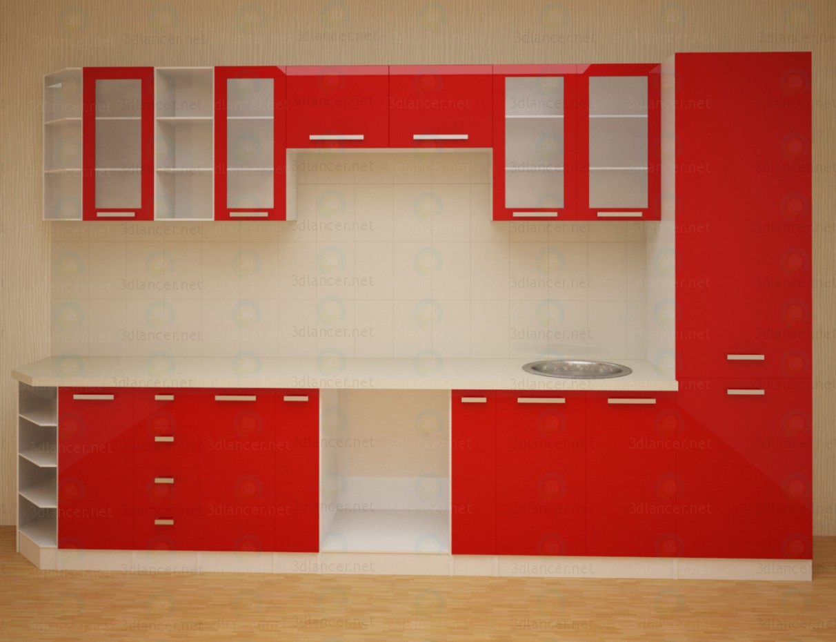 3d модель Красная кухня – превью