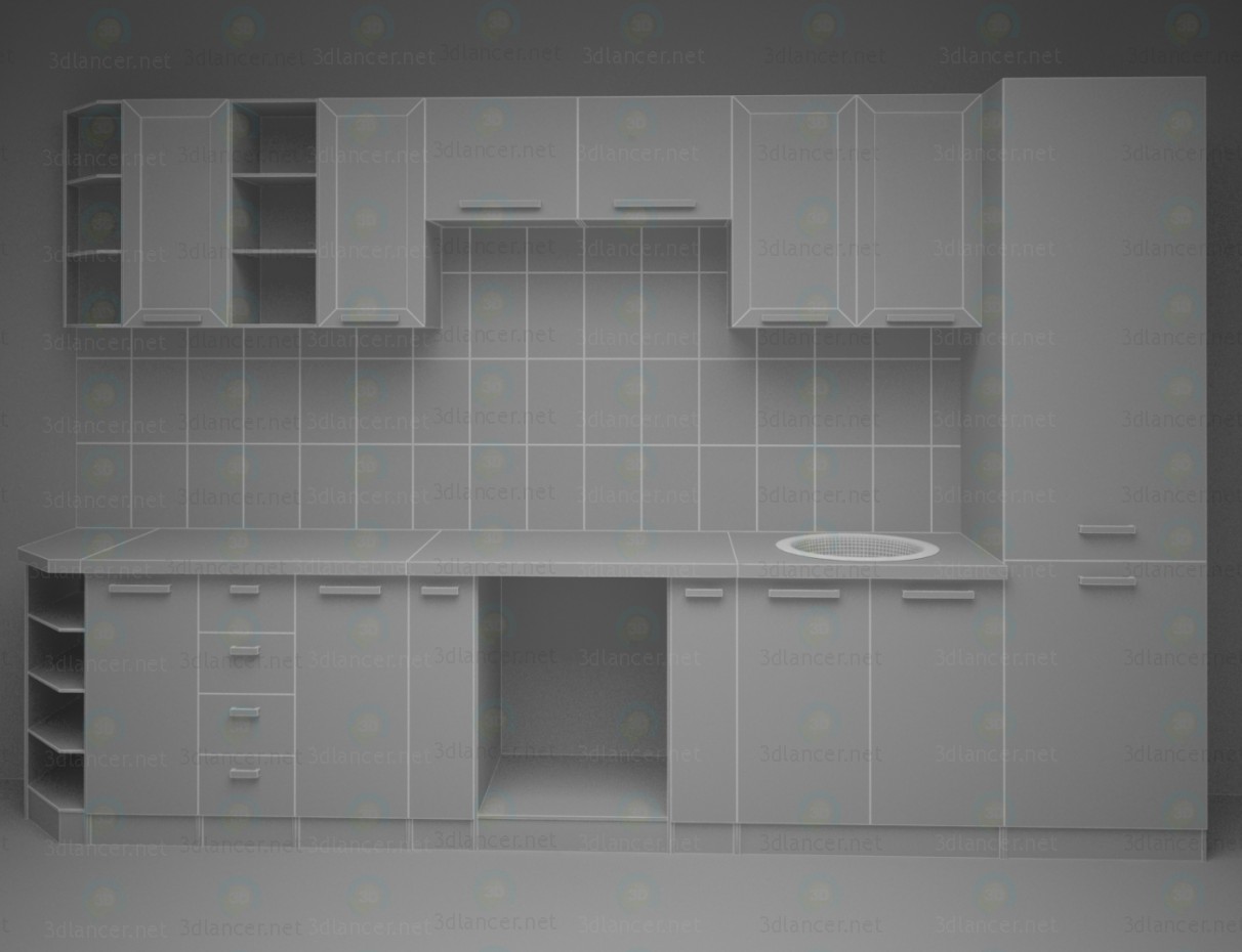 3d model Kitchen - preview 3d model Kitchen - preview