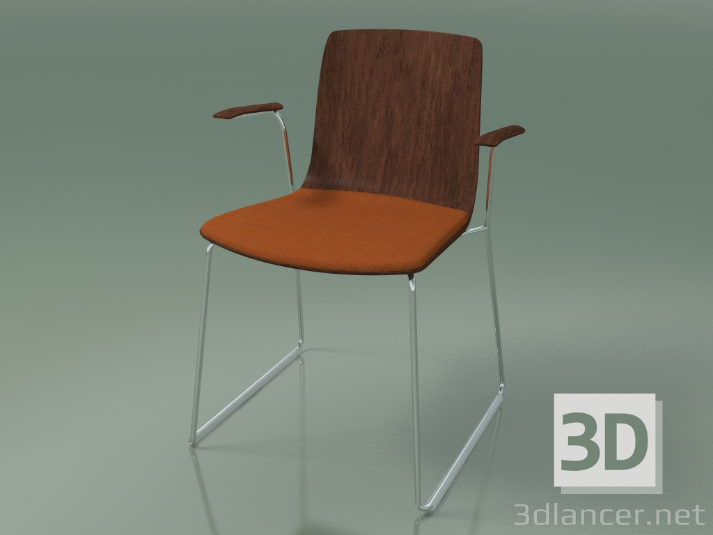 modello 3D Sedia 3984 (su una slitta, con un cuscino sul sedile, con braccioli, noce) - anteprima