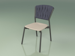 Chair 220 (Metal Smoke, Polyurethanharz Maulwurf, gepolsterter Gürtel Grau-Blau)