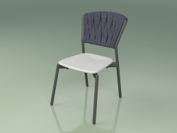 Sandalye 220 (Metal Duman, Poliüretan Reçine Gri, Yastıklı Kemer Gri-Mavi)