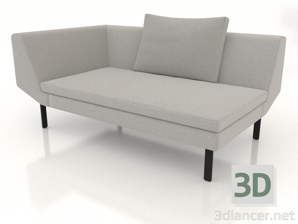 3d model End sofa module 156 with an armrest on the left (metal legs) - preview