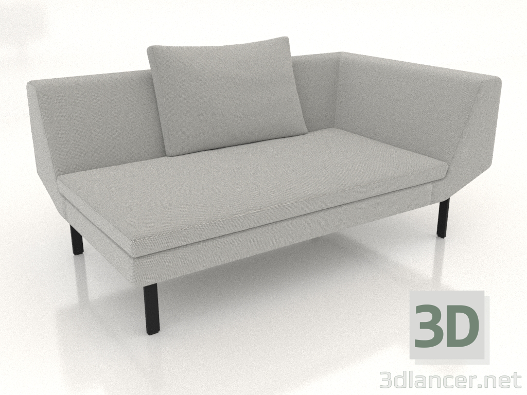 3D modeli Sağ tarafta kolçaklı son kanepe modülü 156 (metal ayaklar) - önizleme