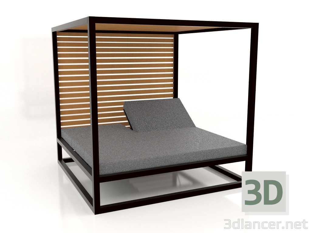 3D Modell Couch mit erhöhten festen Lattenrosten und Decke (Schwarz) - Vorschau