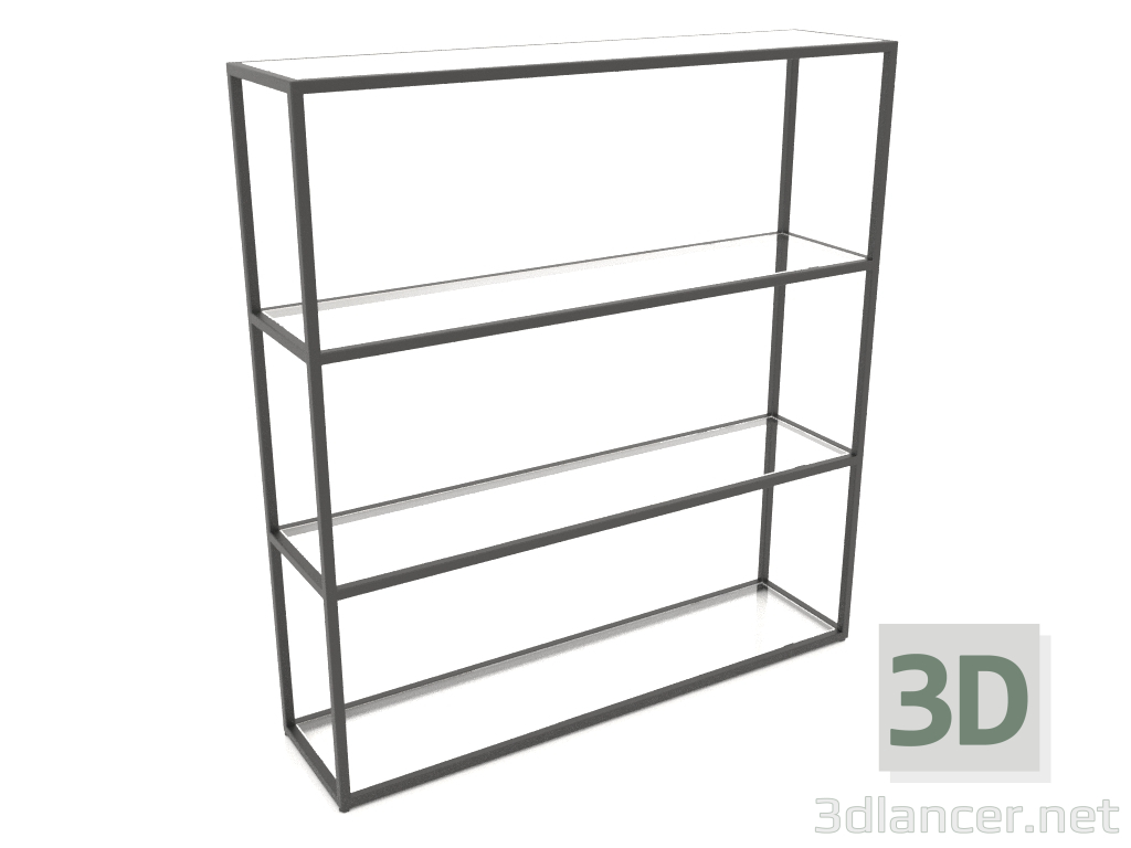 3D Modell Rechteckiges Regal (GLAS, 120x30x128, 4 Regale) - Vorschau