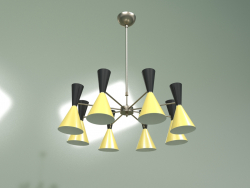 Lampada da soffitto Stilnovo Style, 8 luci (nero-giallo)
