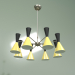 3d model Ceiling lamp Stilnovo Style, 8 lights (black-yellow) - preview