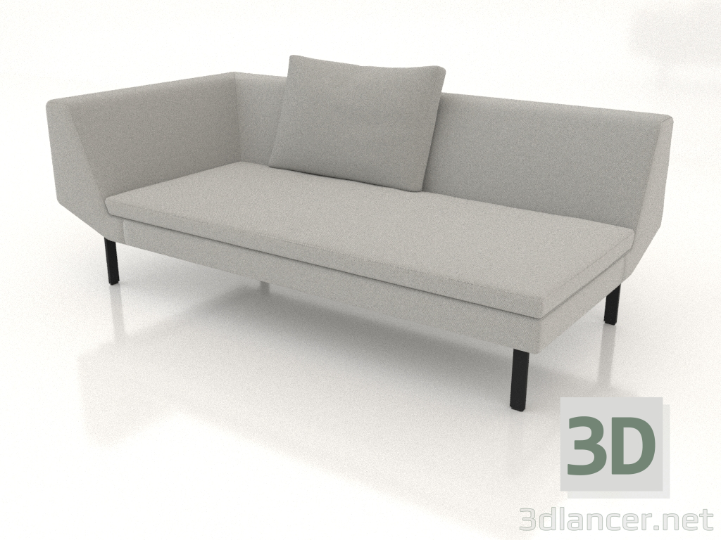modello 3D Terminale divano modulo 186 con bracciolo a sinistra (gambe in metallo) - anteprima