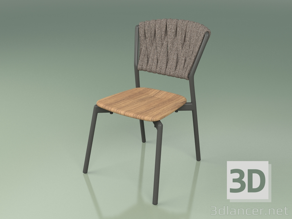 modèle 3D Chaise 220 (Métal Fumée, Teck, Ceinture Rembourrée Gris-Sable) - preview