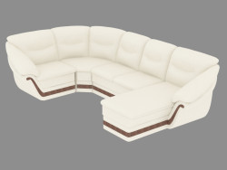 Canapé d'angle en cuir avec repose-pieds