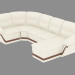 modello 3D divano ad angolo in pelle con pouf - anteprima