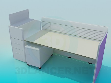 3d модель Рабочий стол в офис с бортиками – превью 3d модель Рабочий стол в офис с бортиками – превью