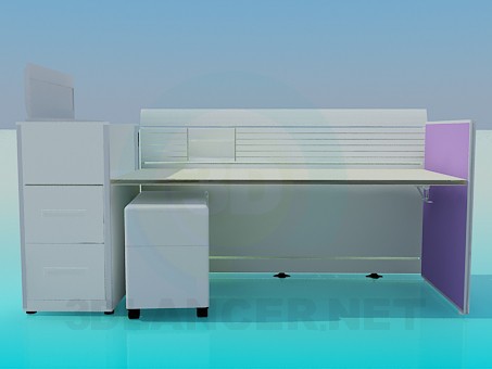 3d модель Рабочий стол в офис с бортиками – превью 3d модель Рабочий стол в офис с бортиками – превью
