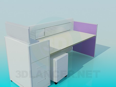 3d модель Рабочий стол в офис с бортиками – превью 3d модель Рабочий стол в офис с бортиками – превью