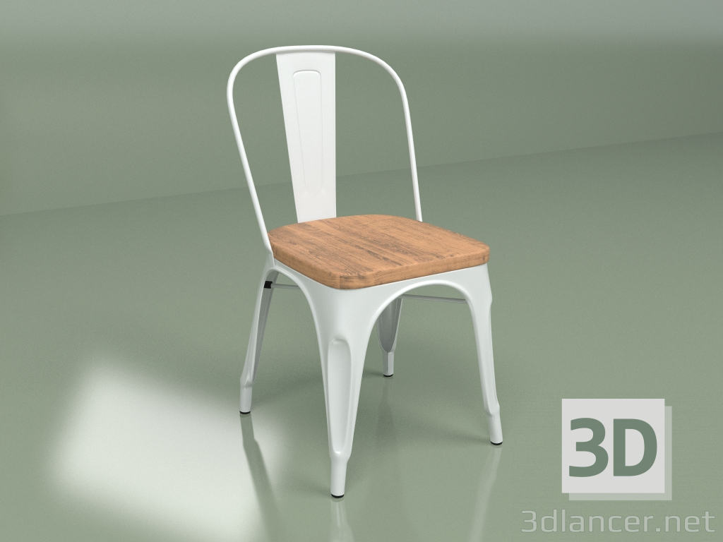 modello 3D Sedia Marais Wood (bianco, marrone chiaro) - anteprima