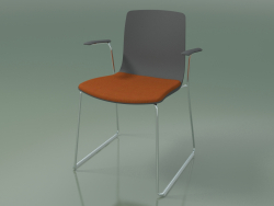 Stuhl 3985 (auf einer Rutsche, mit einem Kissen auf dem Sitz, Polypropylen, mit Armlehnen)