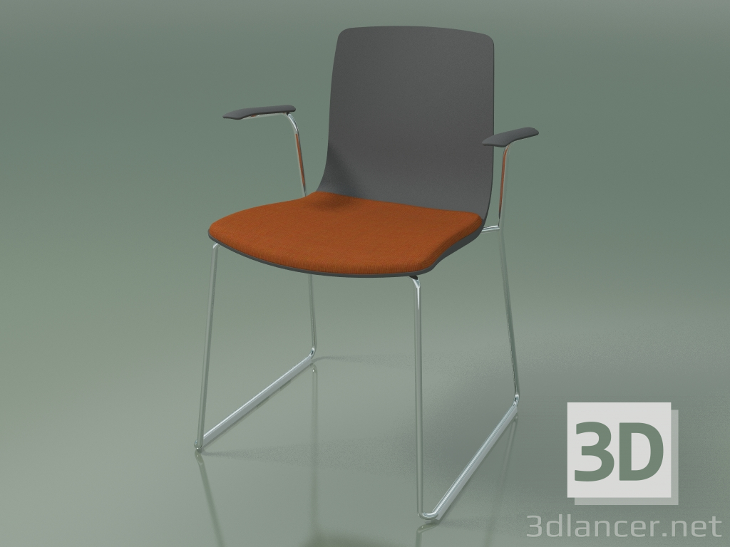 3d model Chair 3985 (on a slide, with a pillow on the seat, polypropylene, with armrests) - preview