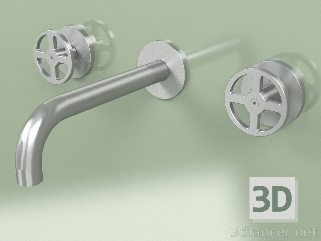 modello 3D Set da parete di 2 miscelatori separati con bocca di erogazione (20 10 V, AS) - anteprima